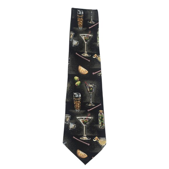 Nicole Miller Vintage Silk Tie Martini Time Cocktail Party Y2k 2000 - Picture 3 of 9
